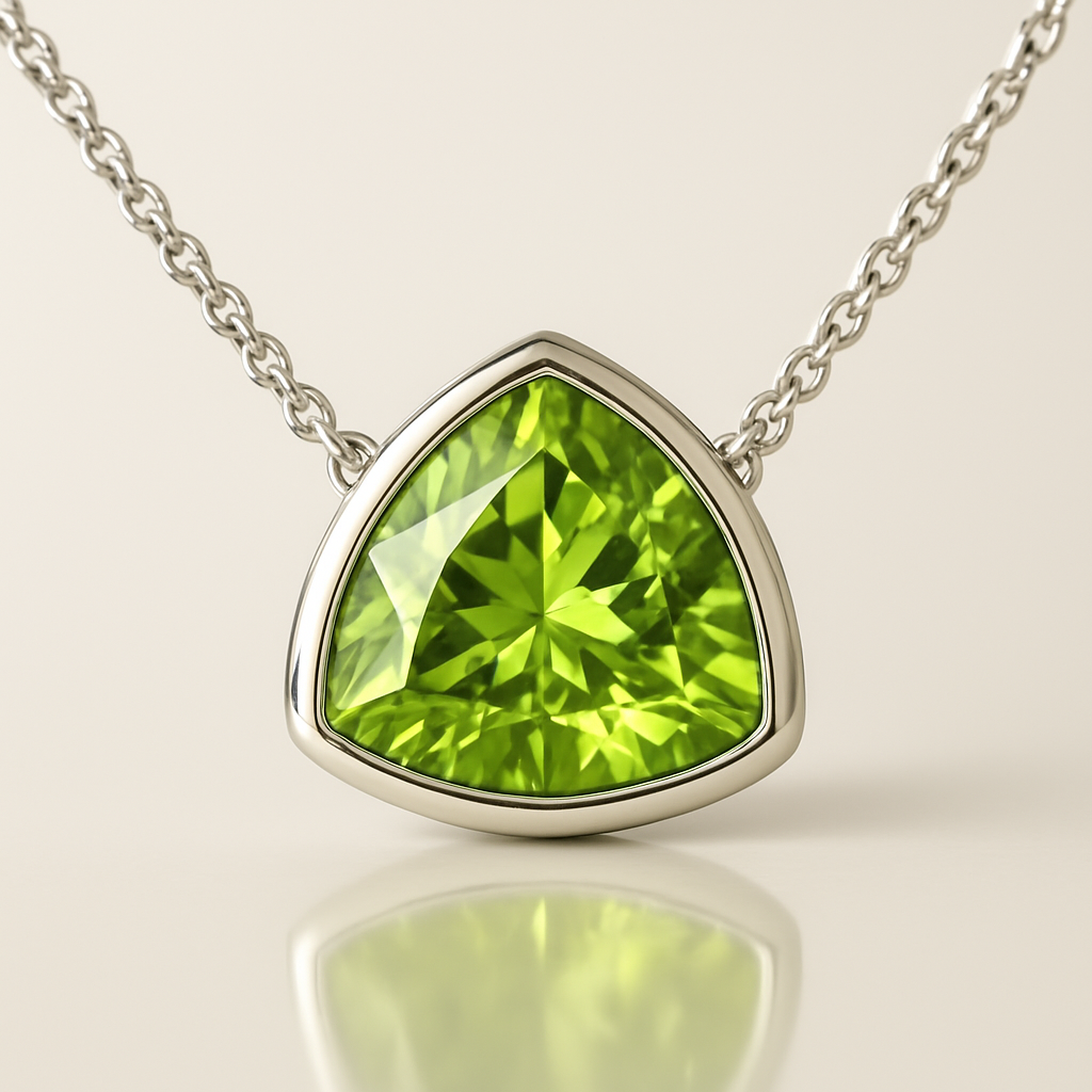 Trillion Peridot Solitaire Pendant White Gold