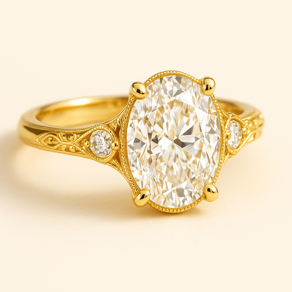 Yellow-Gold-Oval-Lab-Diamond-Vintage-Ring