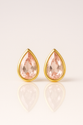 Teardrop pink diamond studs