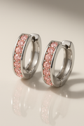 Old Main Gem Co. Strength in Pink Hoop Earrings in Silver