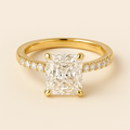 Radiant Cut Diamond Ring with Pavé Band