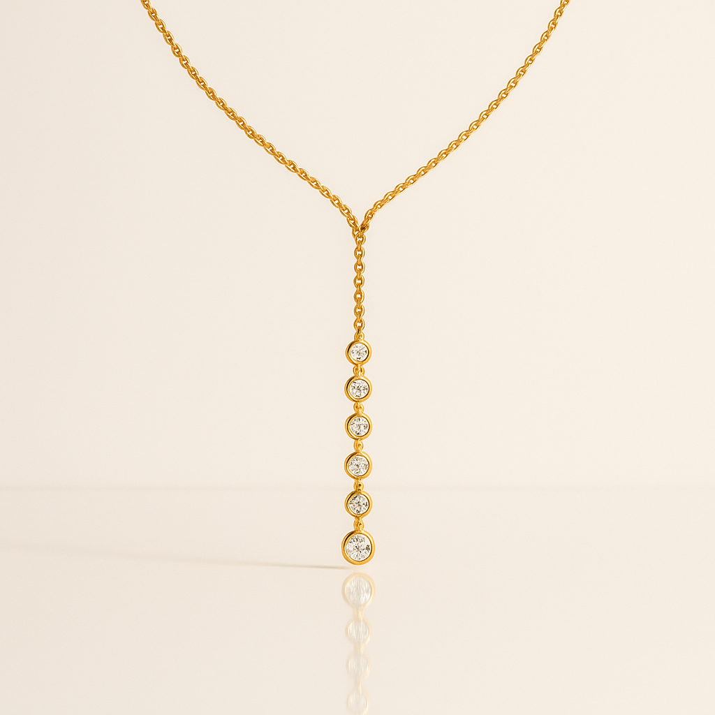 Yellow Gold Y Necklace Minimalist Chain