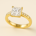 Princess Cut Solitaire with Pavé Accents