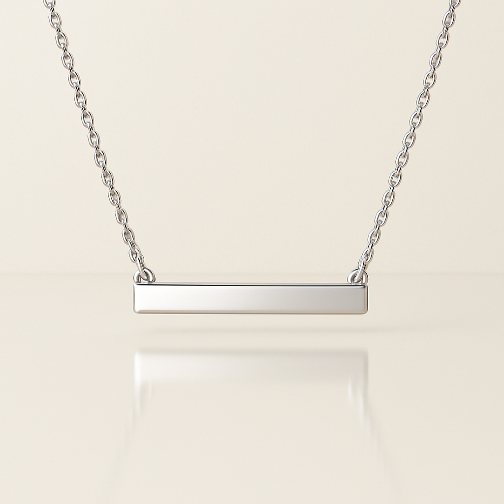 White Gold Minimalist Bar Pendant Necklace