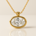 Oval Diamond East West Pendant Yellow Gold