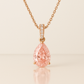 OMGC Pear Pink Diamond Drop Necklace in 14K Rose Gold (1.25ct)