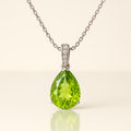 OMGC Pear Peridot Necklace in 14K White Gold (1.25ct, 9x6mm)