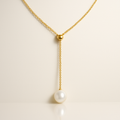OMGC Pearl Y-Drop Necklace in 14K Yellow Gold (8mm Drop)