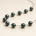 Black Pearl Strand Necklace in 14K White Gold