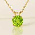 OMGC Cushion-Cut Peridot Pendant Necklace in 14K Yellow Gold (1.60ct, 7mm)