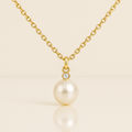 Golden Tide Necklace – Pearl & Diamond Drop in 14K Gold