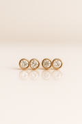 Rose gold diamond double bar studs
