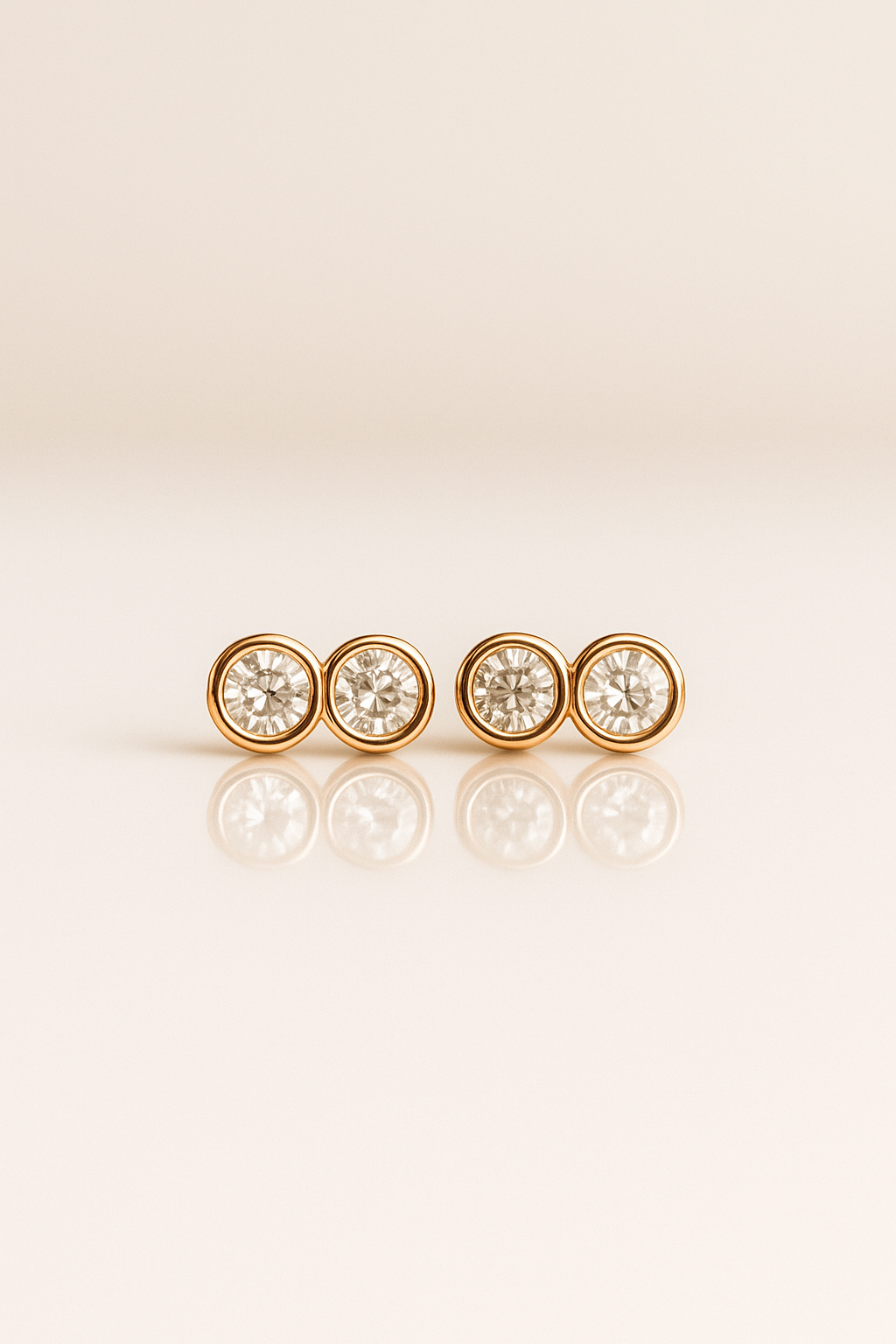 Rose gold diamond double bar studs
