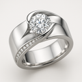 Round Diamond Engagement Ring 14K White Gold