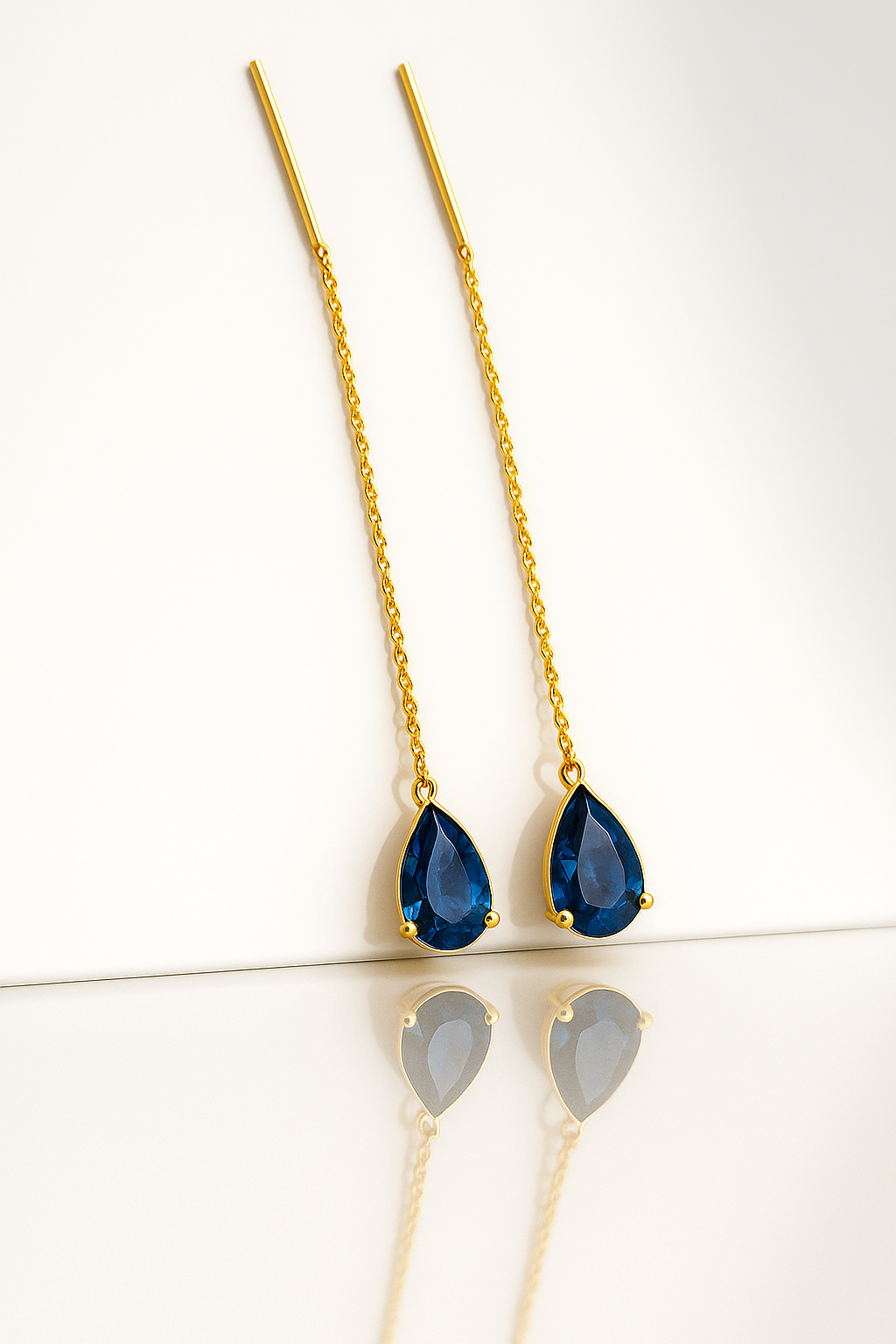 Sapphire teardrop threaders