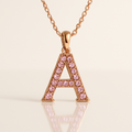 Rose Gold Pink Diamond Initial A Pendant Necklace