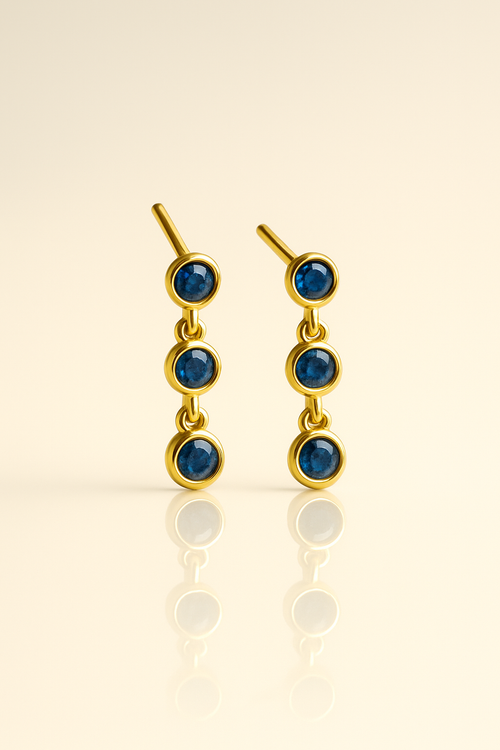 Custom blue topaz curved trio drops