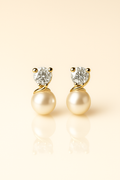 Dainty twist diamond-pearl studs