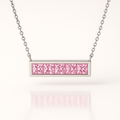 Pink Diamond Baguette Bar Necklace White Gold.Jp.Png