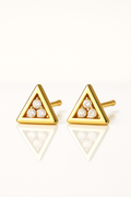 Triangle gold studs with center diamond