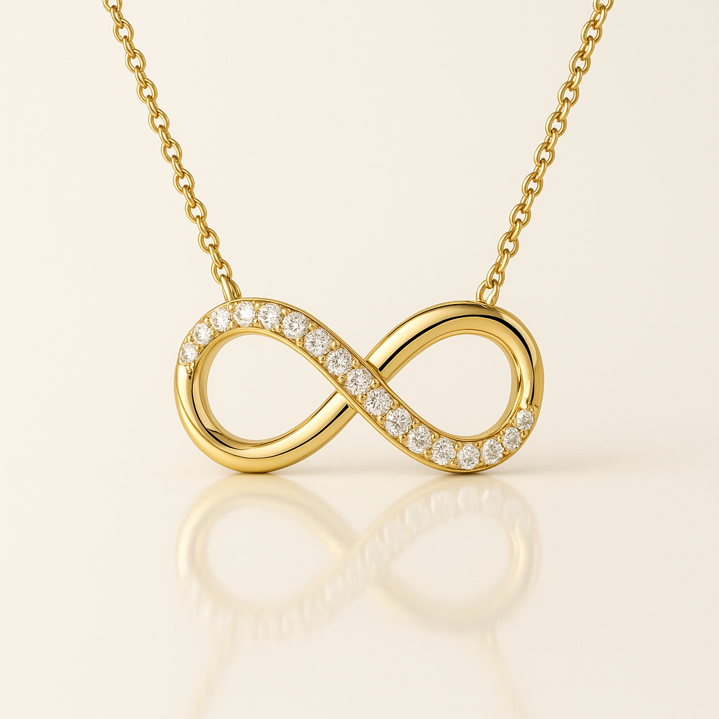 Infinity Necklace Yellow Gold Diamond Accent