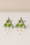 Dainty peridot triangle studs
