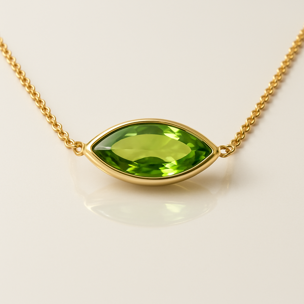 Oval Peridot Bezel Pendant Yellow Gold