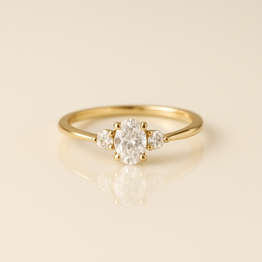 Oval Trio Diamond Ring –