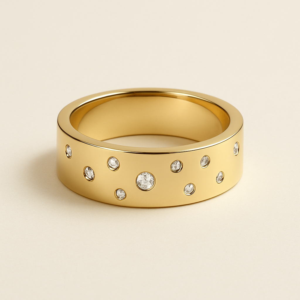 Satin Wide Band with Diamond Accents