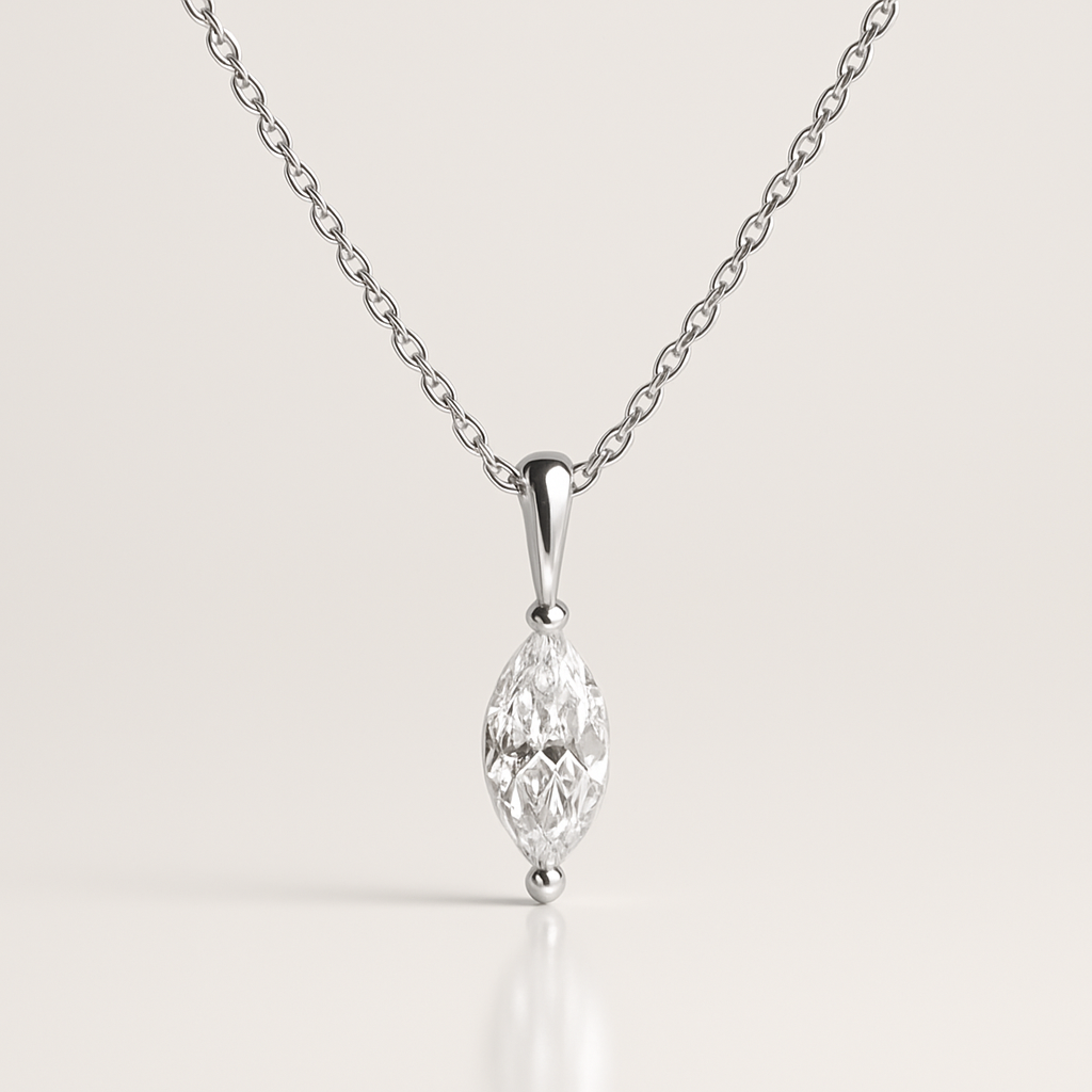 Marquise Diamond Solitaire Pendant White Gold