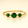 Lab Emerald Bracelet – Trio Bezel in 14K Gold