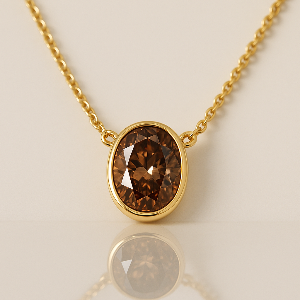 Honey Ember Necklace – 3ct Lab Brown Diamond in 14K Gold