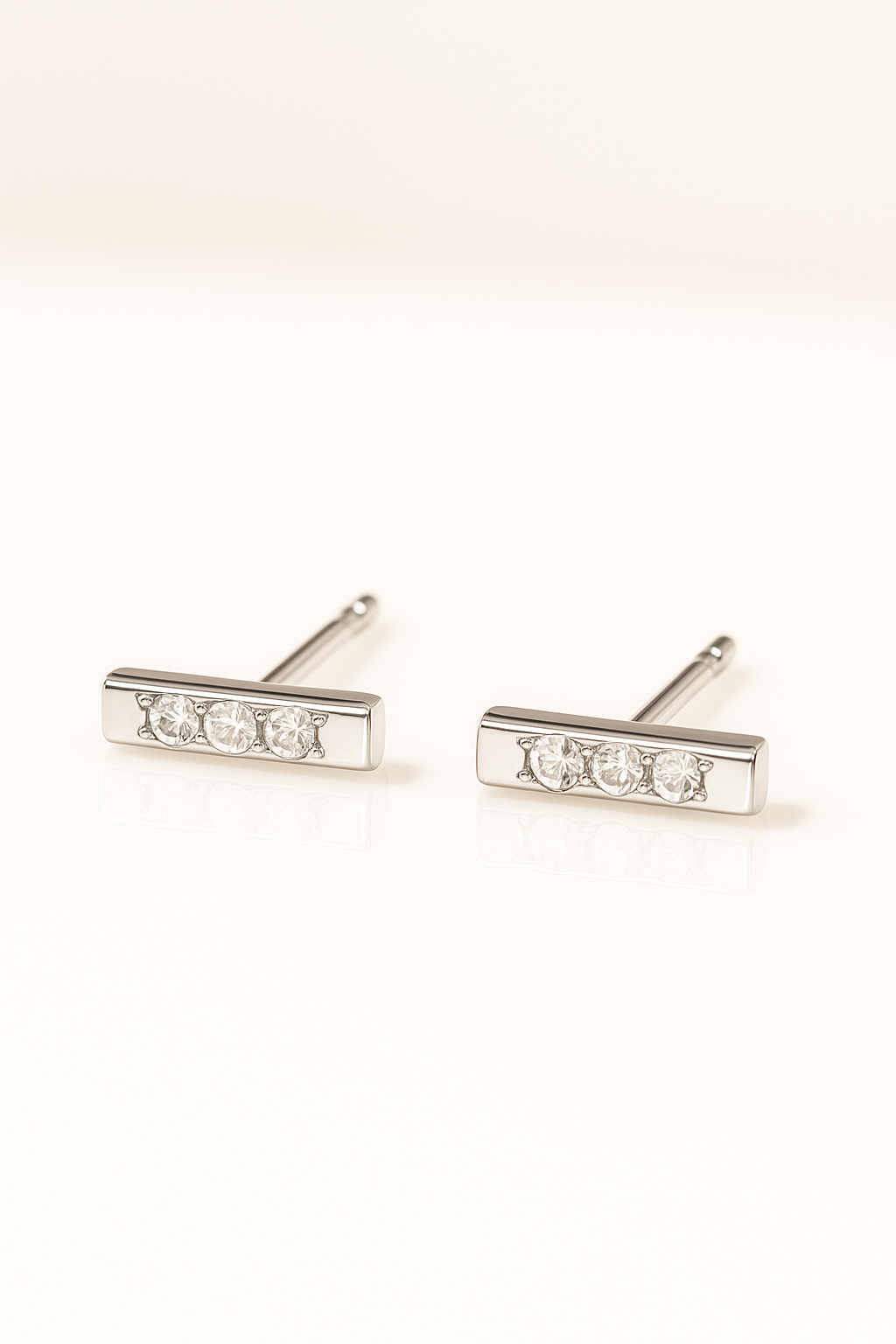 Diamond trio bar studs