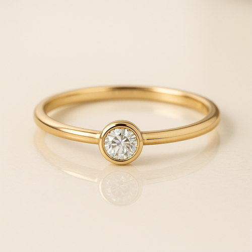 Bezel Solitaire – Minimalist Diamond Ring in 14K Gold