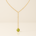 Peridot Y Drop Necklace Yellow Gold