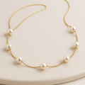 OMGC Pearl Station Necklace in 14K Yellow Gold (7–8mm)