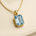 Emerald Cut Aquamarine Necklace