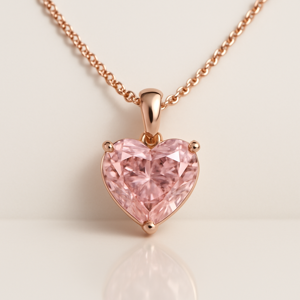 OMGC Pink Diamond Heart Necklace in 14K Rose Gold (0.50ctw)