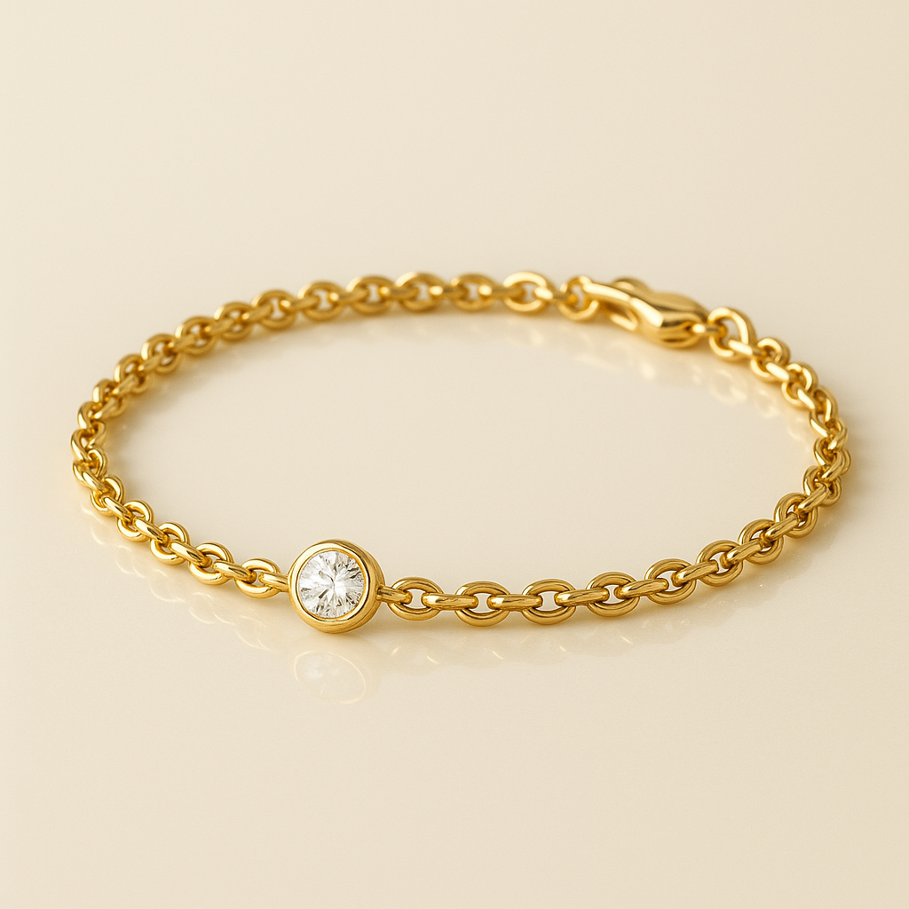 Diamond Chain Bracelet – Lab Solitaire in 14K