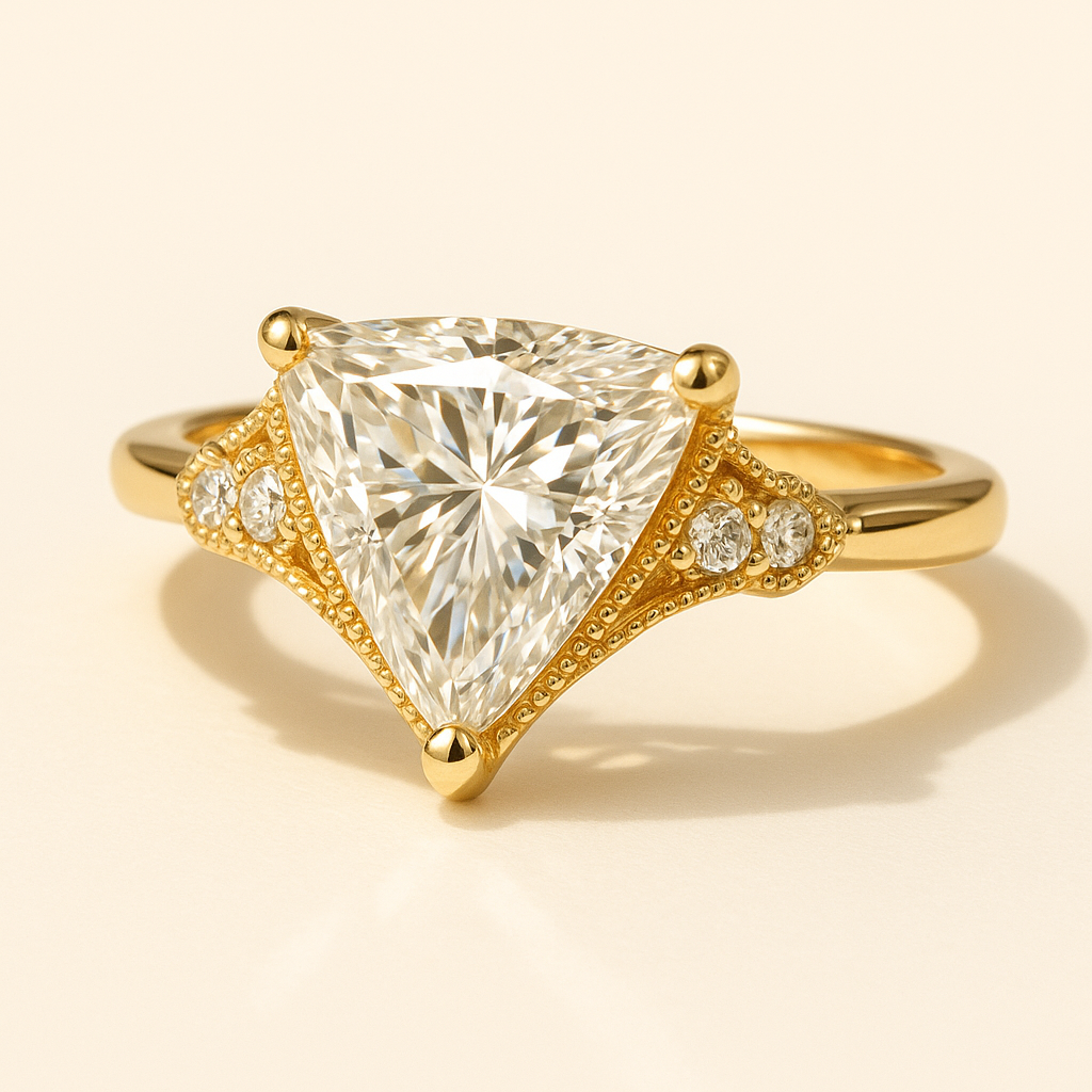 Yellow-Gold-Triangle-Lab-Diamond-Ring