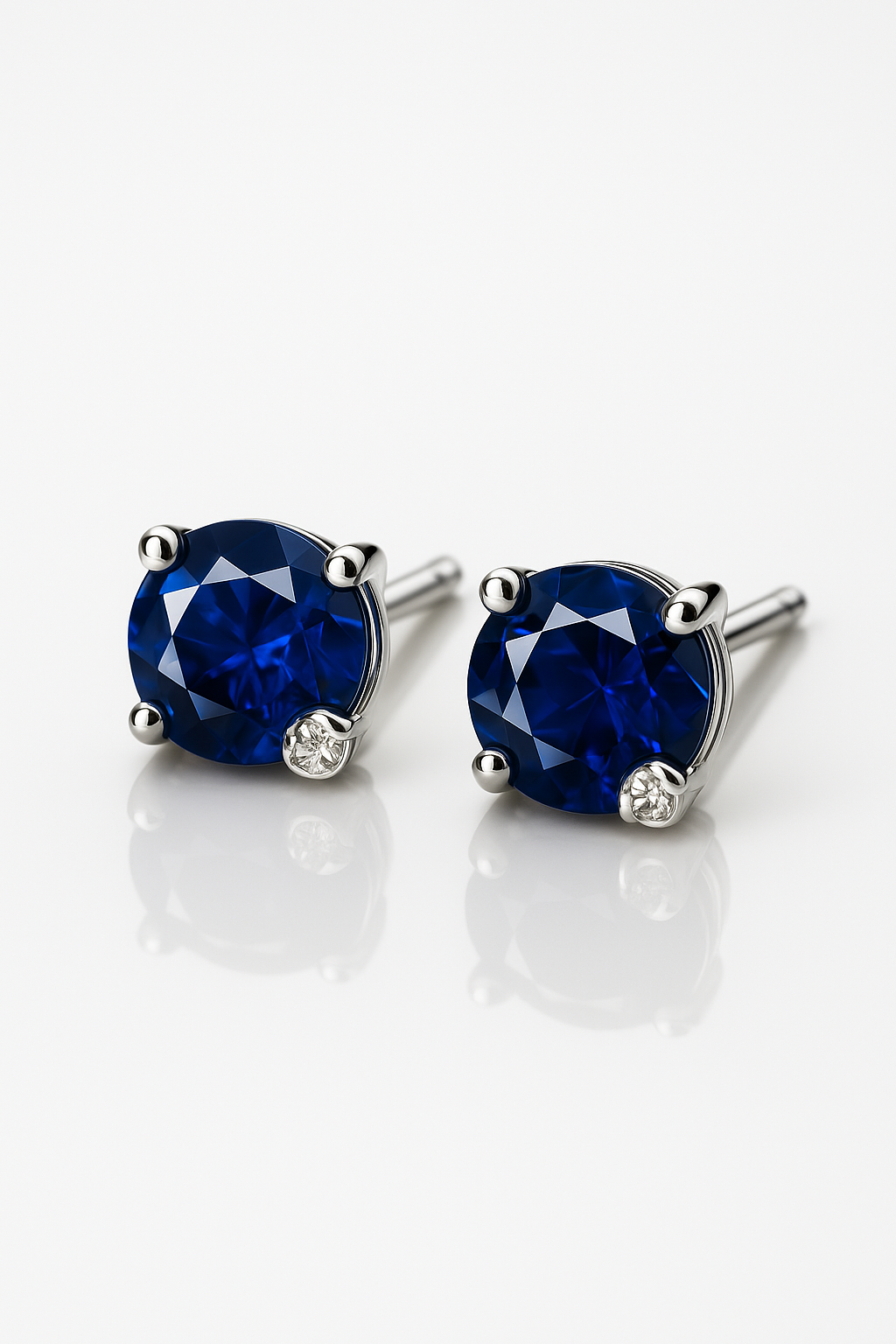Sapphire diamond accent round studs