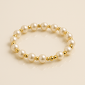 Pearl & Gold Bead Bracelet – 14K Accents
