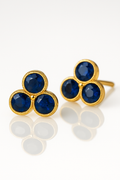 Sapphire trio gold bezel studs