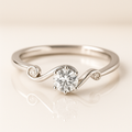 White Gold Swirl Diamond Ring – Petite Lab Stone