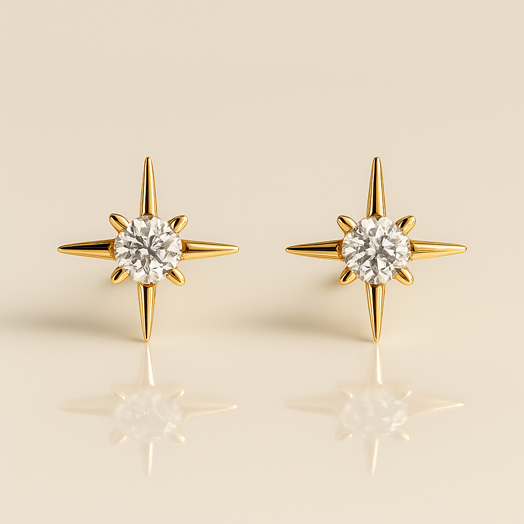 Gold starburst cluster studs