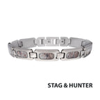 Matte Finish Stainless Steel Deer Antler Inlay Link Bracelet (br099)
