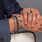Matte Finish Stainless Steel Deer Antler Inlay Link Bracelet (br099)