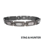 matte Finish Gun Metal Ip Deer Antler Inlay Link Bracelet (br099gm)