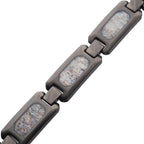 matte Finish Gun Metal Ip Deer Antler Inlay Link Bracelet (br099gm)