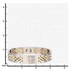 Steel With Clear Cz Cross In Id Panther Bracelet (br20765g)